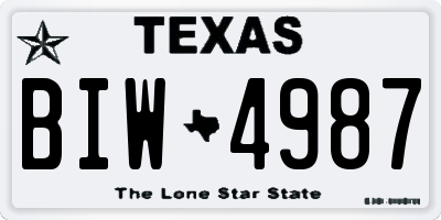 TX license plate BIW4987
