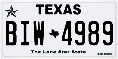 TX license plate BIW4989