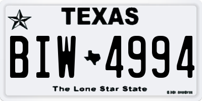 TX license plate BIW4994
