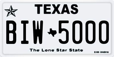TX license plate BIW5000