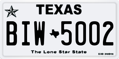 TX license plate BIW5002