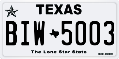 TX license plate BIW5003