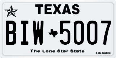 TX license plate BIW5007
