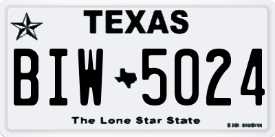 TX license plate BIW5024