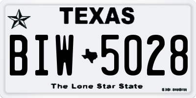 TX license plate BIW5028