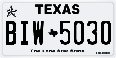 TX license plate BIW5030