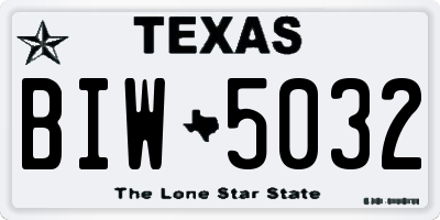 TX license plate BIW5032