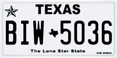 TX license plate BIW5036