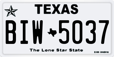 TX license plate BIW5037