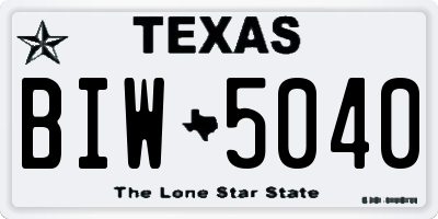 TX license plate BIW5040
