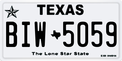 TX license plate BIW5059