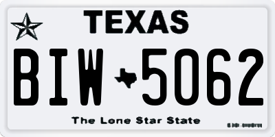 TX license plate BIW5062