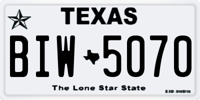 TX license plate BIW5070