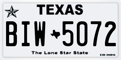 TX license plate BIW5072
