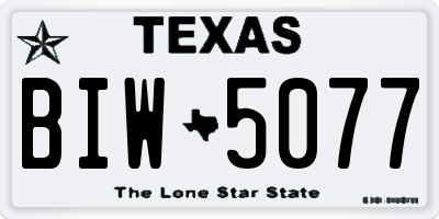 TX license plate BIW5077