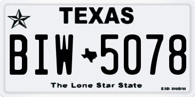 TX license plate BIW5078