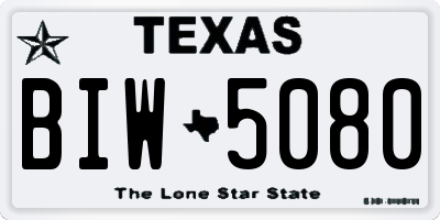 TX license plate BIW5080