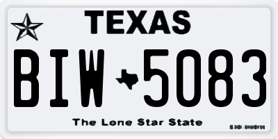 TX license plate BIW5083