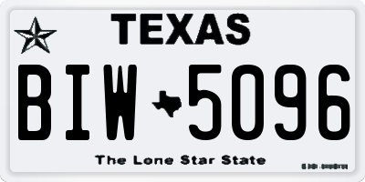 TX license plate BIW5096