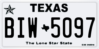 TX license plate BIW5097