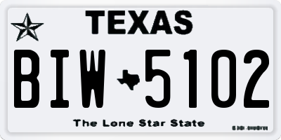 TX license plate BIW5102