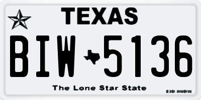 TX license plate BIW5136