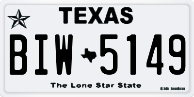 TX license plate BIW5149