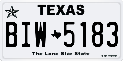 TX license plate BIW5183