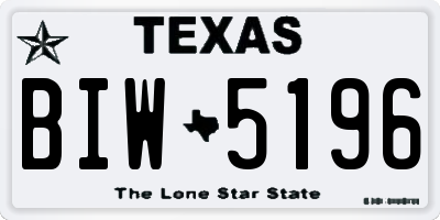 TX license plate BIW5196