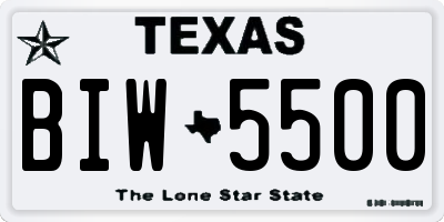 TX license plate BIW5500