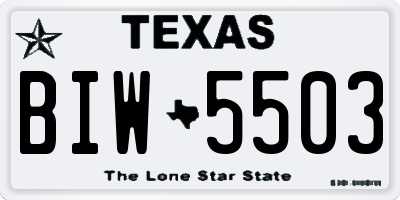 TX license plate BIW5503