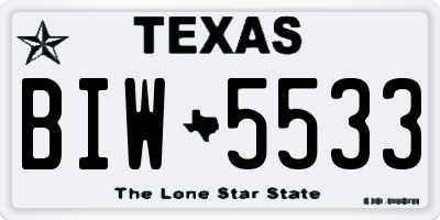 TX license plate BIW5533