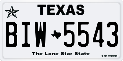 TX license plate BIW5543