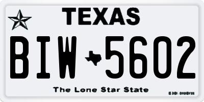 TX license plate BIW5602