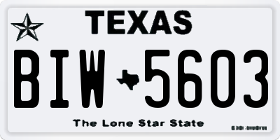 TX license plate BIW5603