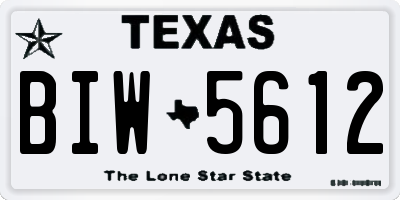 TX license plate BIW5612
