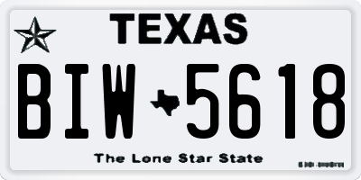 TX license plate BIW5618