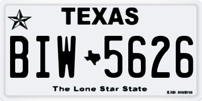 TX license plate BIW5626