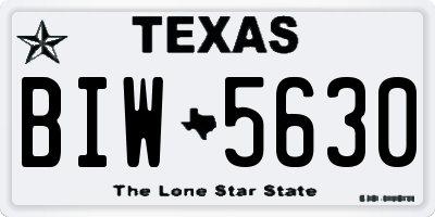 TX license plate BIW5630