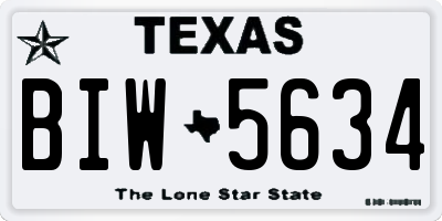 TX license plate BIW5634