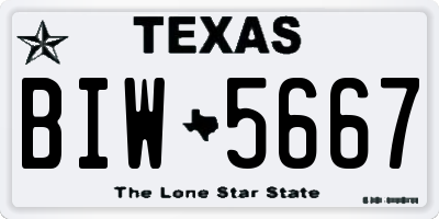 TX license plate BIW5667