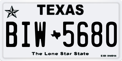 TX license plate BIW5680