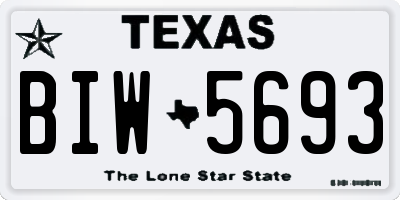 TX license plate BIW5693