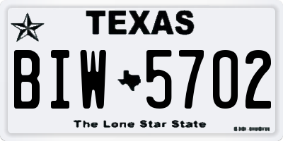 TX license plate BIW5702