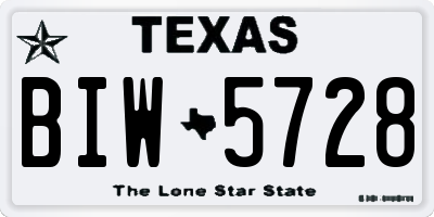 TX license plate BIW5728