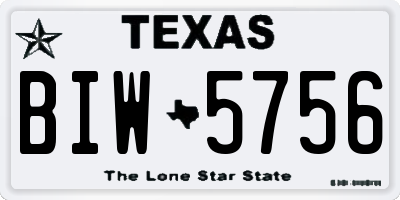 TX license plate BIW5756