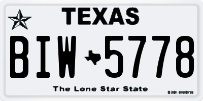TX license plate BIW5778