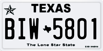 TX license plate BIW5801