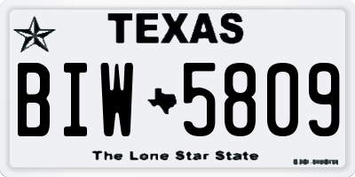 TX license plate BIW5809