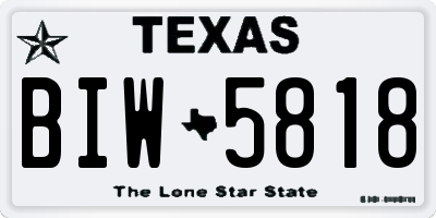 TX license plate BIW5818